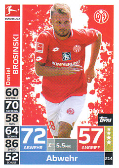 Daniel Brosinski 1. FSV Mainz 05 2018/19 Topps MA Bundesliga #214